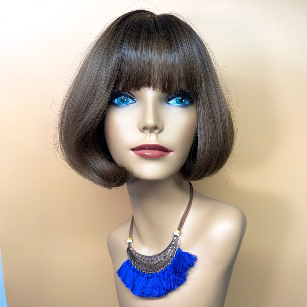 14” Ombre Brown Bangs CurlyEnd Synthetic Wig